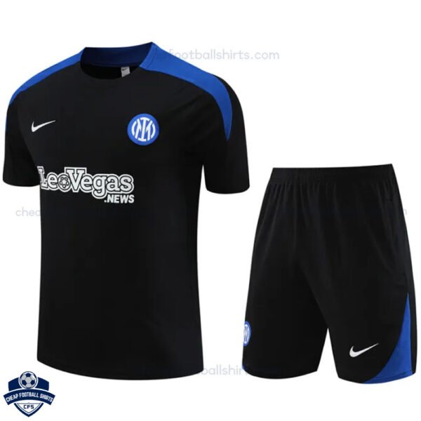 Inter Milan Black Blue Training Kids Football Kit 24/25 - Front View