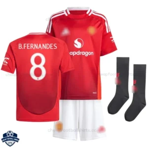 Manchester United Home Kids Football Kit 24/25 B.FERNANDES 8 - Over View