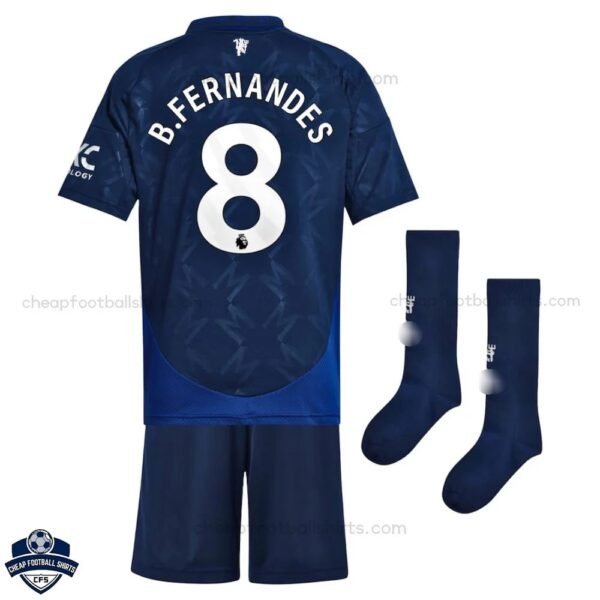 Manchester United B.FERNANDES 8 Third Kids Cheap Football Kit 2024/25 - Image 2