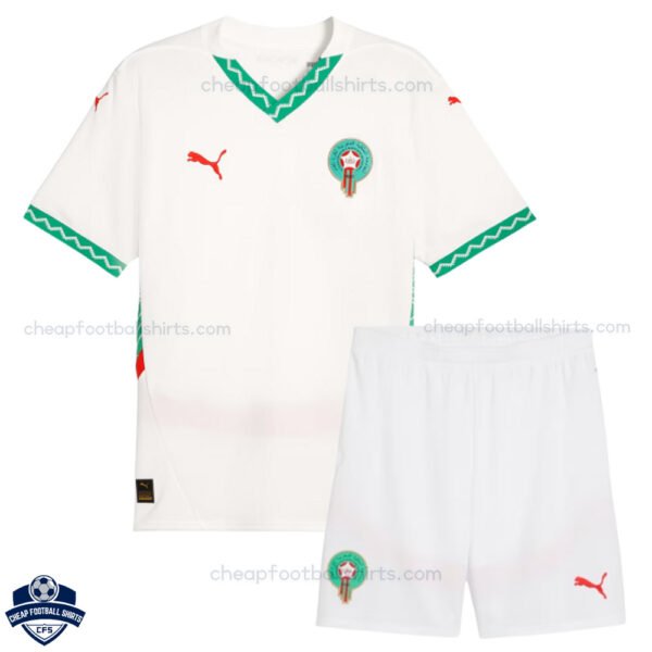 Morocco Away Kids Cheap Football Kit 2025/26 - Front View