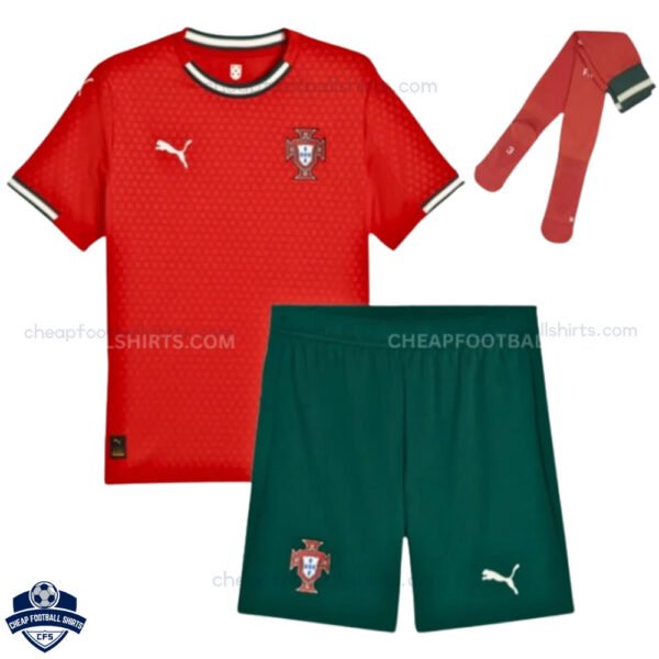 Portugal Home Kids Cheap Football Kit 2025/26 - Front View