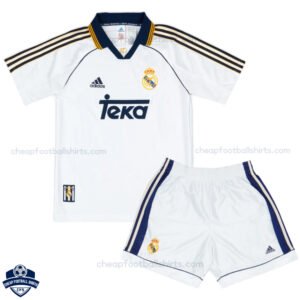 Retro Real Madrid Home Kids Football Kit 1998/00 - Front View