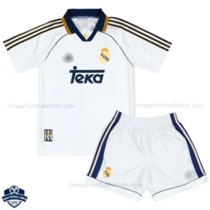 Retro Real Madrid Home Kids Football Kit 1998/00 - Front View