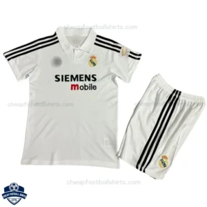Retro Real Madrid Home Kids Football Kit 2002/03 - Front View