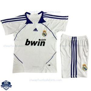 Retro Real Madrid Home Kids Football Kit 2007/08 - Front View