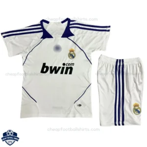 Retro Real Madrid Home Kids Football Kit 2007/08 - Front View