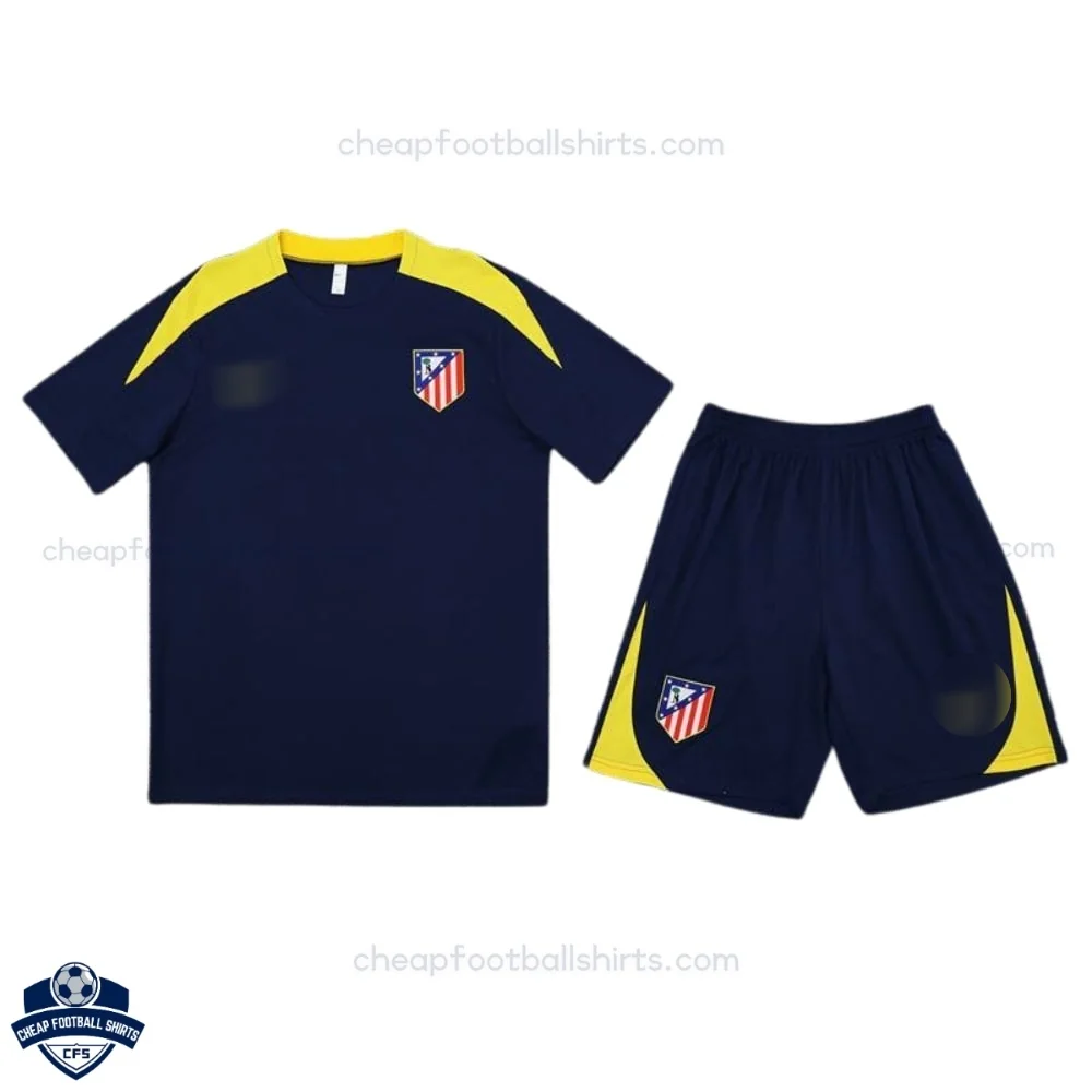 Atletico Madrid Blue Pre Match Training Kids Football Kit 25/26 - Front View