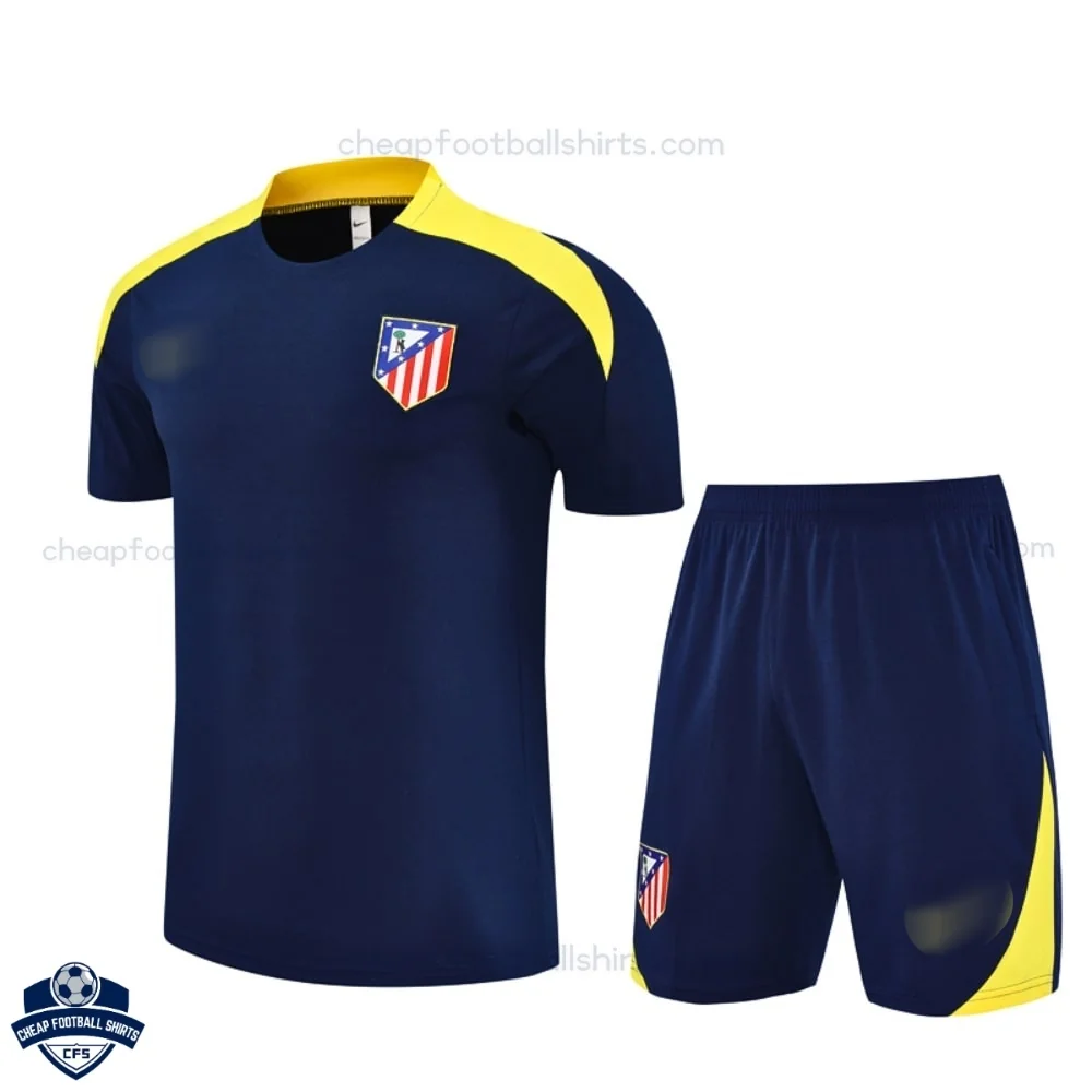 Atletico Madrid Blue Pre Match Training Kids Football Kit 25/26 - Front View