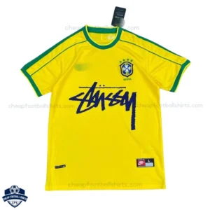 Brazil Stussy Home Men Football Shirt 1998 - Front View