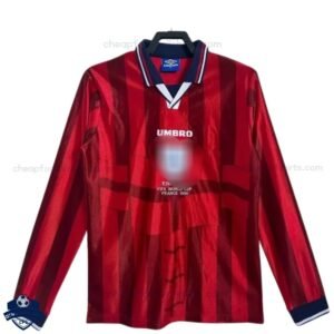 England Away Men Football Shirt 1998 Long Sleeve - Front View