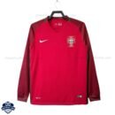 Retro Portugal Champion Home Men Football Shirt 2016 Long Sleeve - Front View