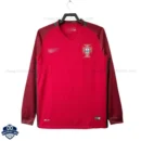 Retro Portugal Champion Home Men Football Shirt 2016 Long Sleeve - Front View