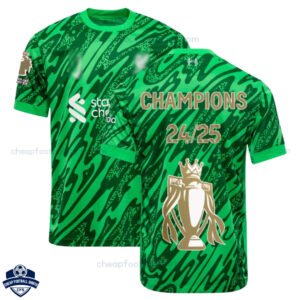 Liverpool Champions Gold Trophy Green Goalkeeper Football Shirt 24/25 - Over View