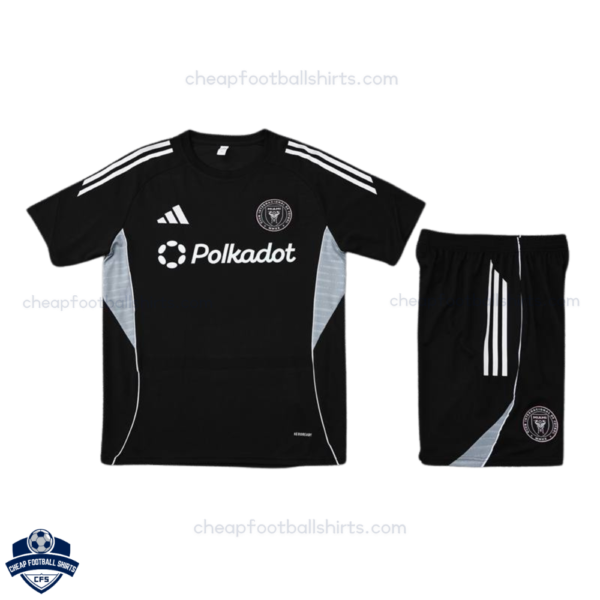 Front View of Inter Miami 25/26 Black Training Kids Football Kit