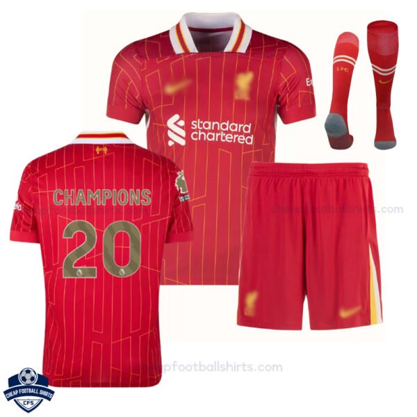 Liverpool Champions 20 Home Kids Football Kit 24/25 - Over View