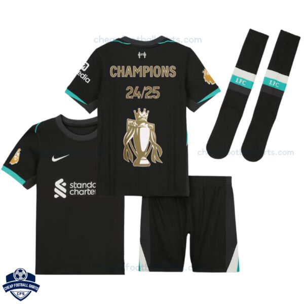 Liverpool Champions Gold Trophy Away Kids Football Kit 24/25 - Over View
