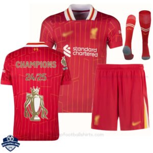 Liverpool Champions Gold Trophy Home Kids Football Kit 24/25 - Over View