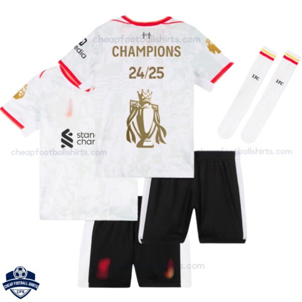 Liverpool Champions Gold Trophy Third Kids Football Kit 24/25 - Over View