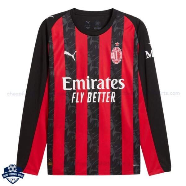 AC Milan Home Men Football Shirt 25/26 Long Sleeve - front view