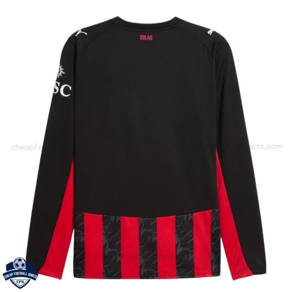 AC Milan Home Men Football Shirt 25/26 Long Sleeve - back view