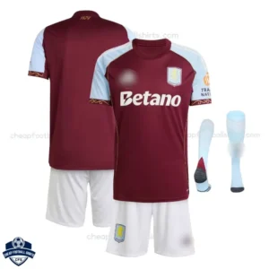 Aston Villa Home Kids Cheap Football Kit 25/26 with socks - Overview