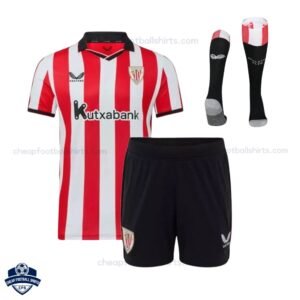 Athletic Bilbao Home Kids Cheap Football Kit 2025/26 - Front View