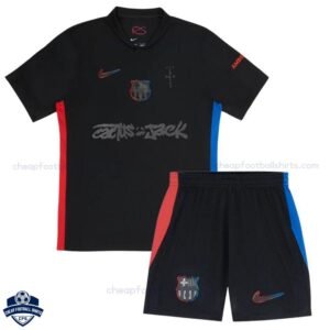 Barcelona x Travis Scott Away Limited Edition Kids Football Kit 25/26 - front view
