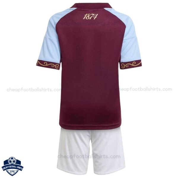 Aston Villa Home Kids Cheap Football Kit 25/26 - Back View