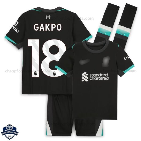 Liverpool Away Kids Football Kit 24/25 GAKPO 18 - Front View
