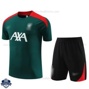 Liverpool Green Red Training Kids Football Kit 24/25 - Front View