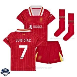 Liverpool Home Kids Football Kit 24/25 LUIS DÍAZ 7 - Front View