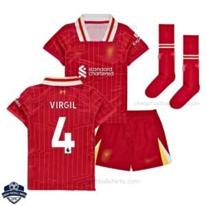 Liverpool Home Kids Football Kit 24/25 VIRGIL 4 - Front View