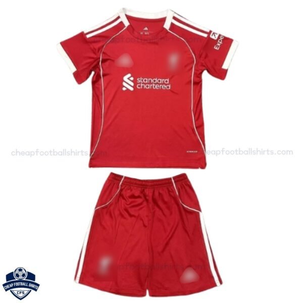 Liverpool Home Kids Cheap Football Kit 2025/26 - Front View