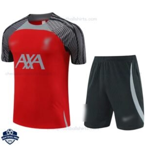 Liverpool Red Gray Training Kids Football Kit 24/25 - Front View