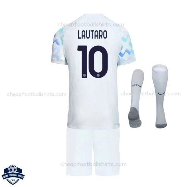 Inter Milan Away Kids Cheap Football Kit 2025/26 LAUTARO 10 - Back view with socks