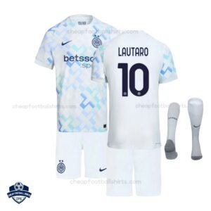 Inter Milan Away Kids Cheap Football Kit 2025/26 LAUTARO 10 - Overview with socks