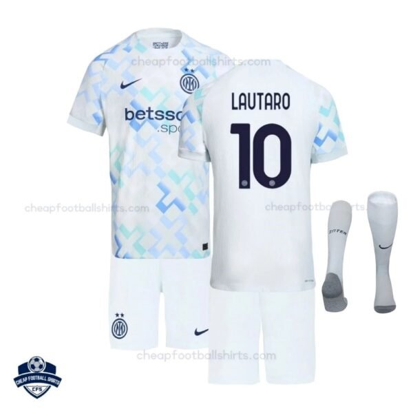 Inter Milan Away Kids Cheap Football Kit 2025/26 LAUTARO 10 - Overview with socks