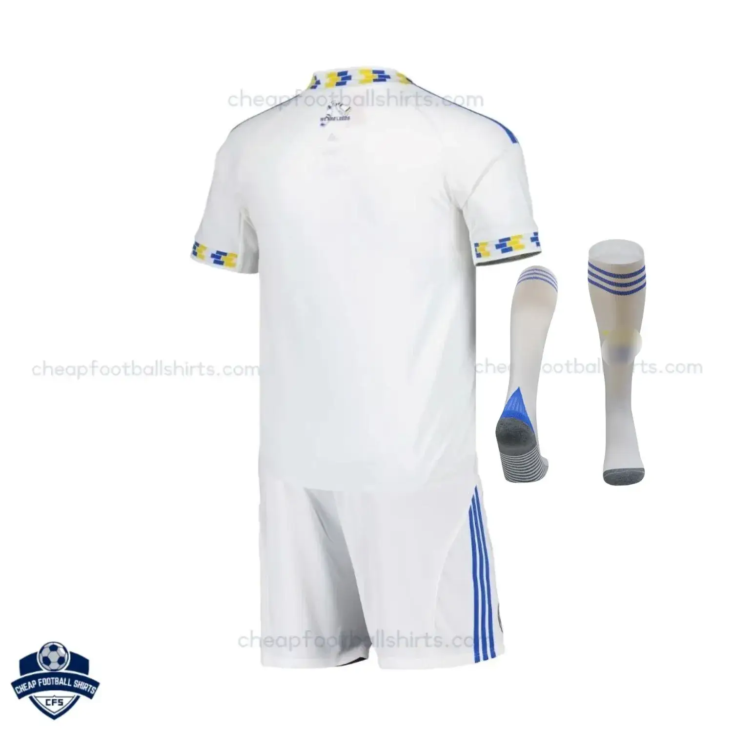 Leeds United Home Kids Cheap Football Kit 2025/26 - Back View with socks