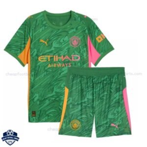 Manchester City Green Goalkeeper Kids Football Kit 25/26 - front view