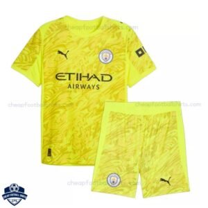 Manchester City Yellow Goalkeeper Kids Football Kit 25/26 - front view