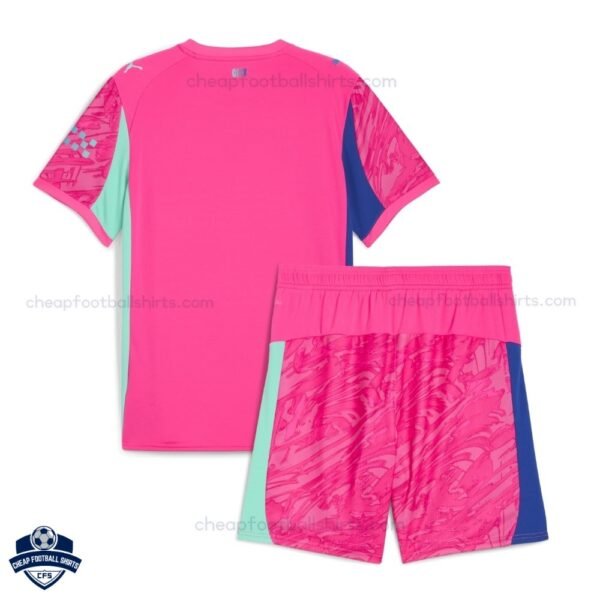 Manchester City Pink Goalkeeper Kids Cheap Football Kit 2025/26 - Back View