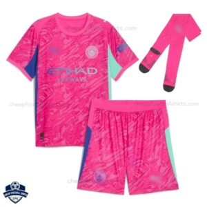 Manchester City Pink Goalkeeper Kids Cheap Football Kit 2025/26 - Front View