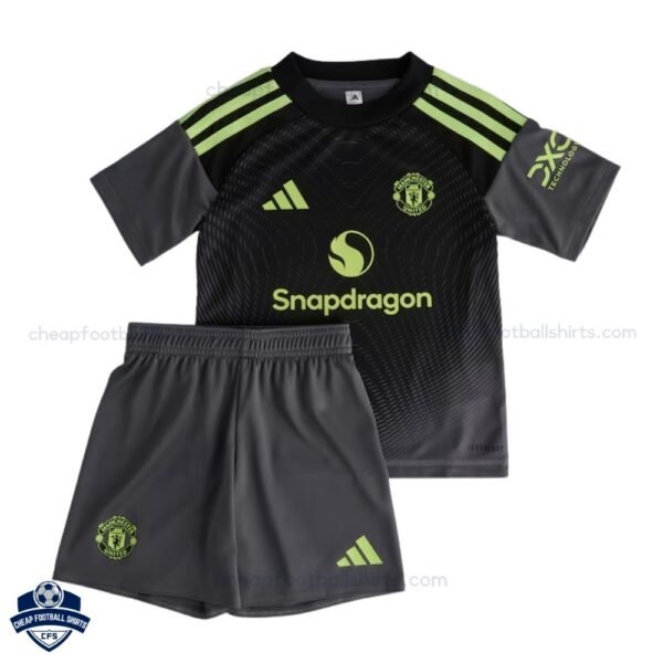 Manchester United Goalkeeper Kids Cheap Football Kit 2025/26 - Front View