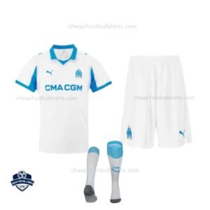 Olympique Lyonnais Home Kids Cheap Football Kit 2025/26 - Front View with socks
