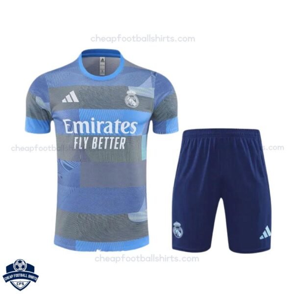 Real Madrid Blue Training Kids Football Kit 25/26 - front view