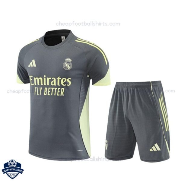 Real Madrid Grey Training Kids Football Kit 25/26 - front view