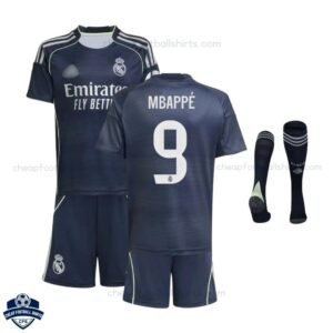 Real Madrid Away Kids Football Kit 25/26 MBAPPE 9 with socks