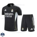 Real Madrid Black White Training Kids Football Kit 25/26 - front view
