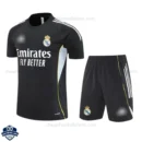 Real Madrid Black White Training Kids Football Kit 25/26 - front view