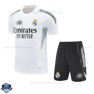 Real Madrid White Training Kids Football Kit 25/26 - front view